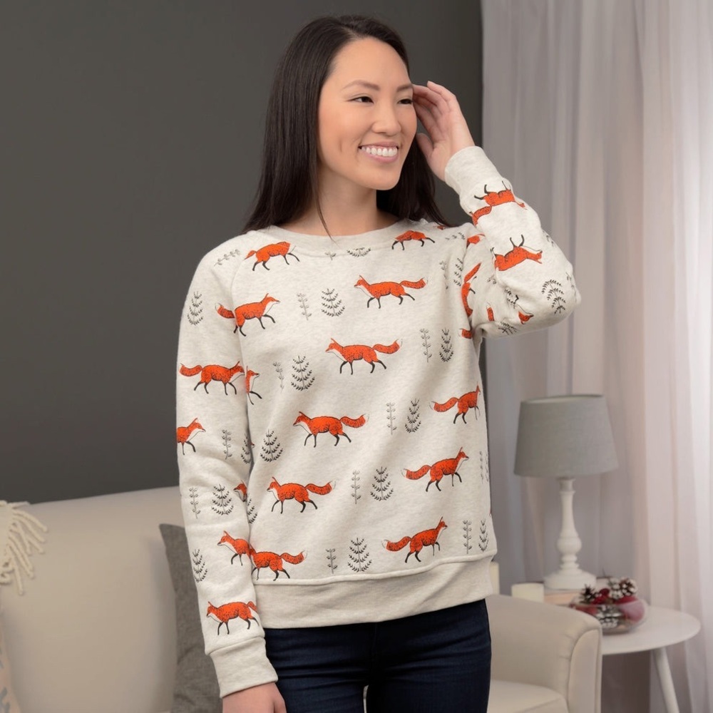 LA Soul Fox Patterned Outdoors Fleece Lined Sweatshirt Size S